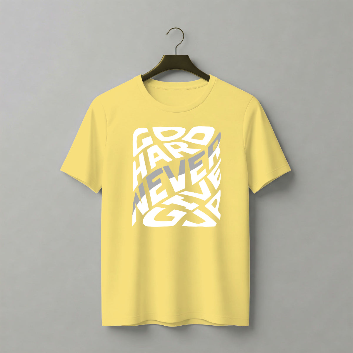 Go Hard, Never Give Up – Classic T-Shirt in Beige color