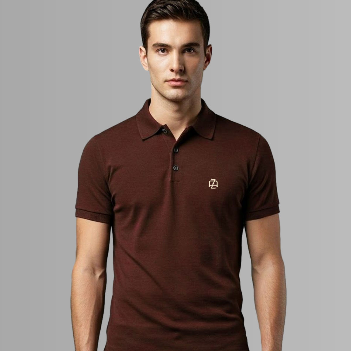 Signature Crest Polo t-shirt in coffee brown Color