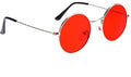 Unisex Red Silver Round Sunglass
