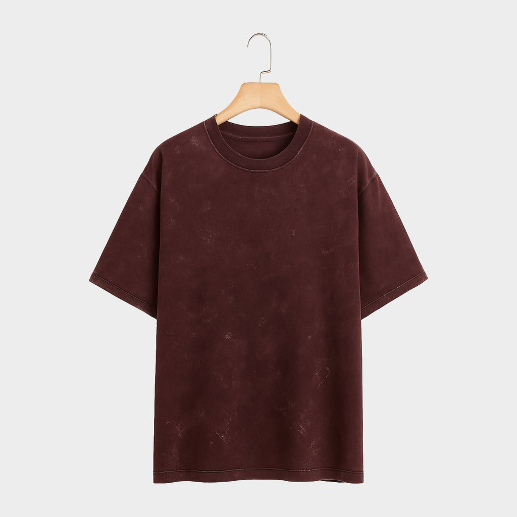 Maroon Bare Basics - Acid Washed Oversized T-shirt