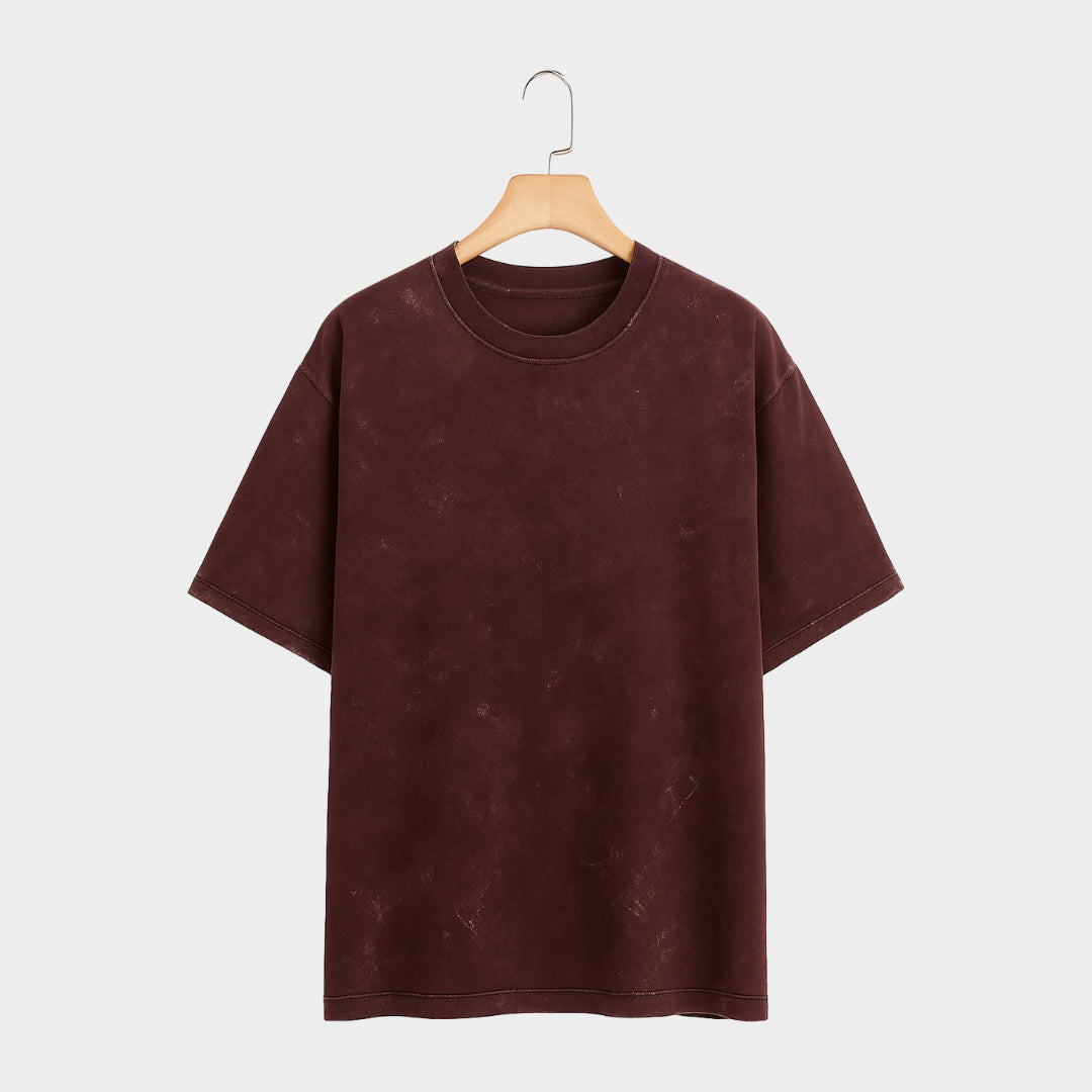 Maroon Bare Basics - Acid Washed Oversized T-shirt