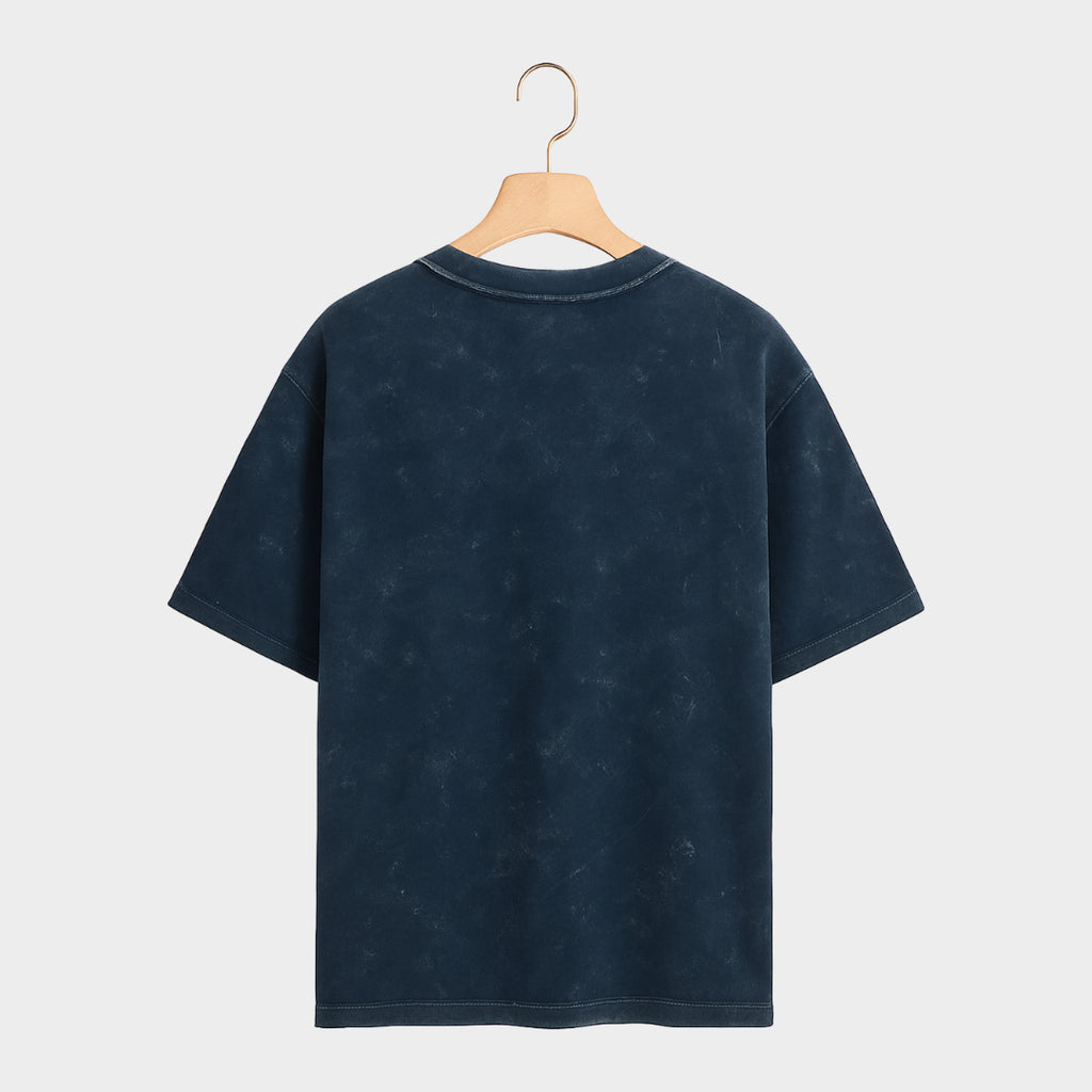 Navy Root-line Acid Wash Oversized T Shirt