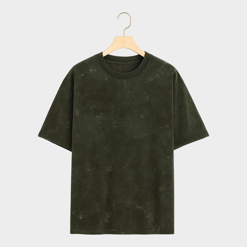 Olive Bare Basics - Acid Washed Oversized T-shirt