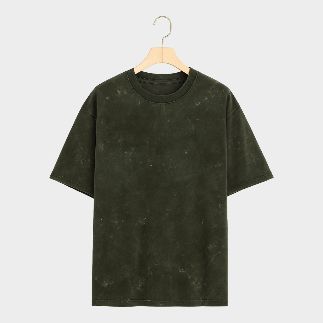 Olive Bare Basics - Acid Washed Oversized T-shirt