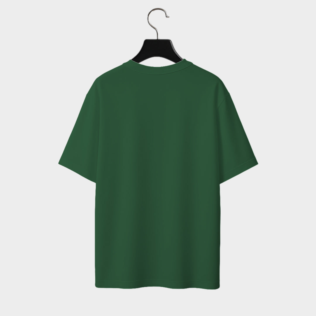 Back side of Rootveil Classic Oversized T-Shirt in Bottle-green color