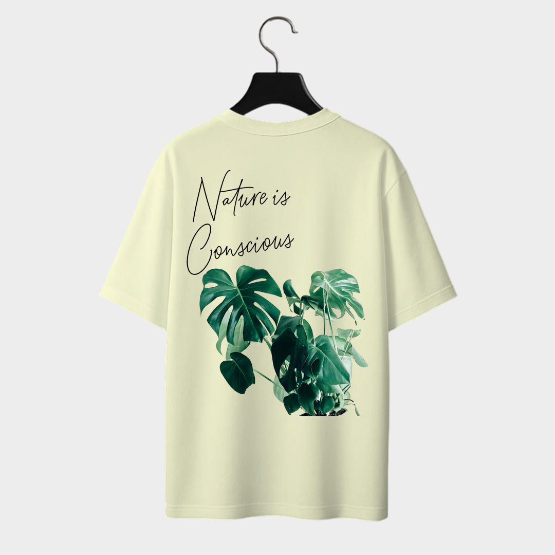Back side of Eco-form classic Oversized T-Shirt in off-white color