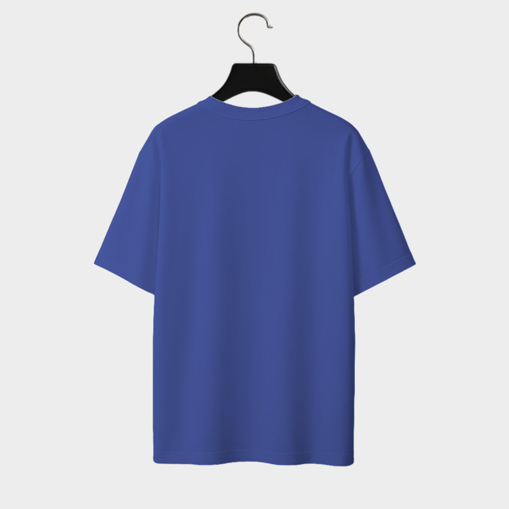 Back side of Rootveil Classic Oversized T-Shirt in Royal-blue color