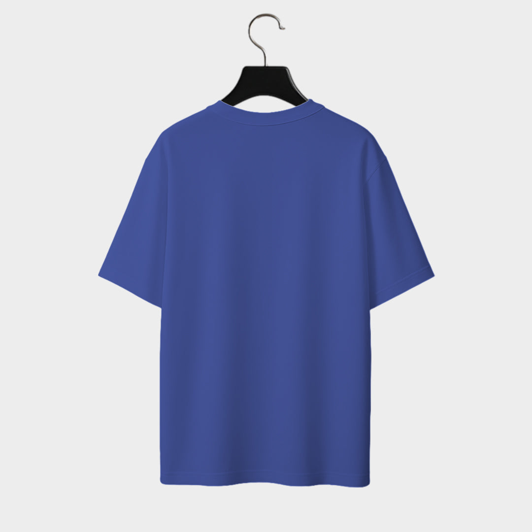 Back side of Rootveil Classic Oversized T-Shirt in Royal-blue color