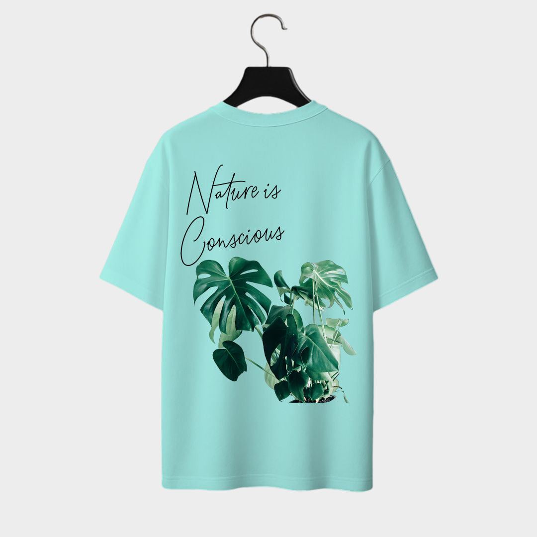 Back side of Eco-form classic Oversized T-Shirt in mint color