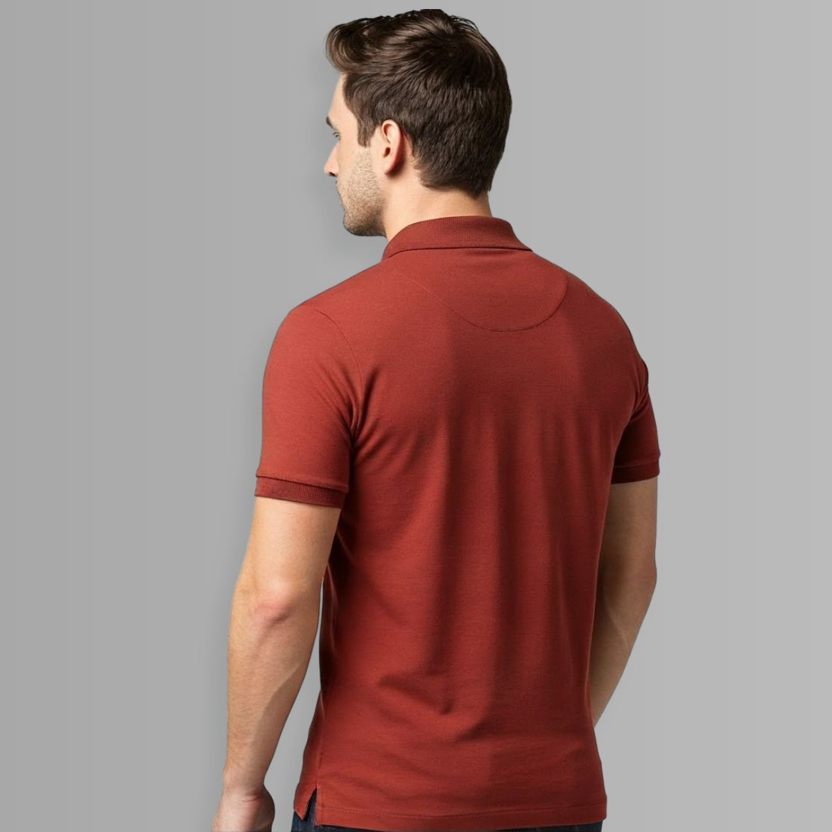 Signature Crest Polo t-shirt turned Back in Brick red Color