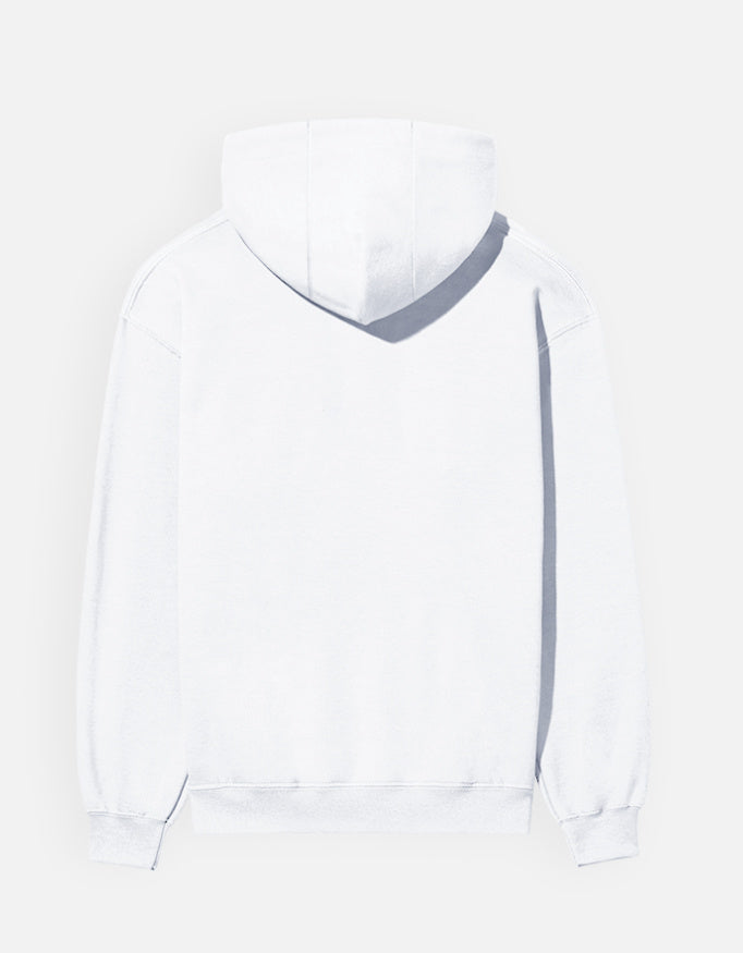 White hoodie on a light gray background