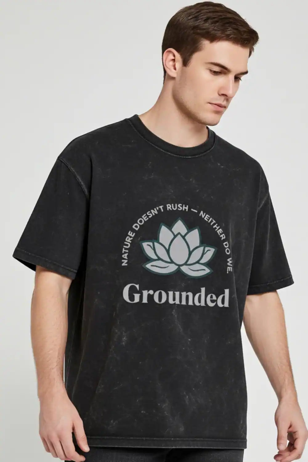Black-Root Acid Wash Oversized Tee