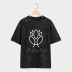 Front view of Dewleaf Acid Washed Oversized T Shirt in Black color