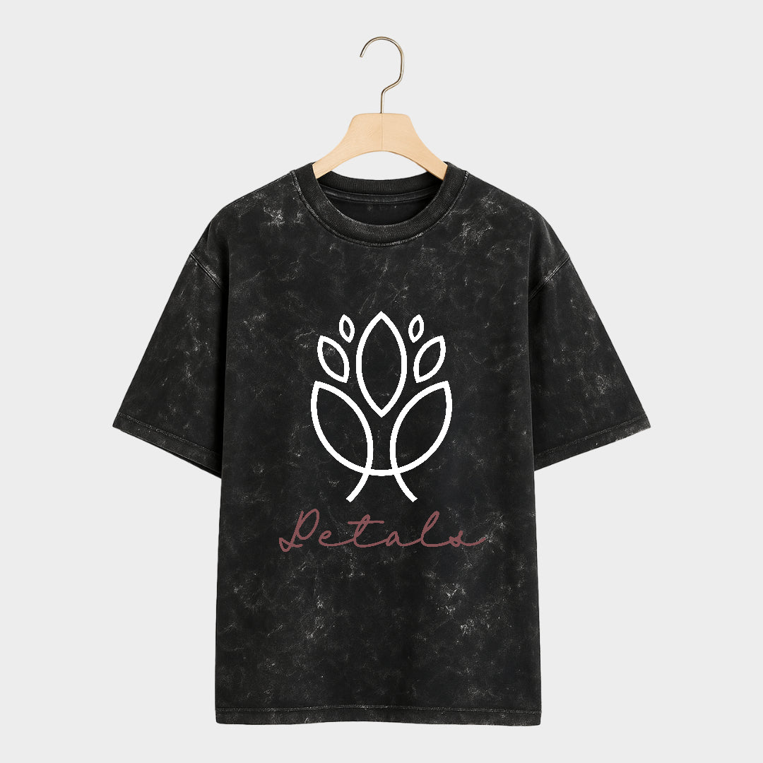 Front view of Dewleaf Acid Washed Oversized T Shirt in Black color