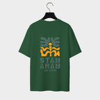 Back view of Out-zone Classic Oversized T-Shirt in bottle-green color.