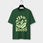 Front side of Rootveil Classic Oversized T-Shirt in Bottle-green color