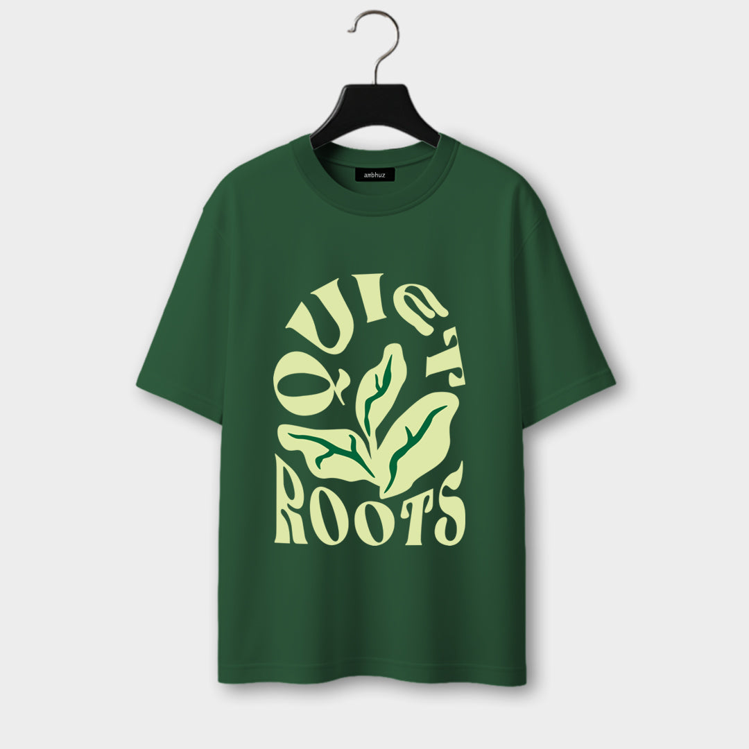 Front side of Rootveil Classic Oversized T-Shirt in Bottle-green color