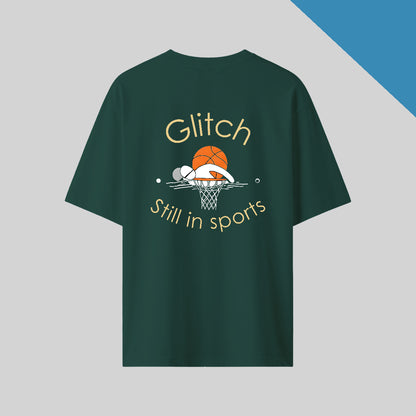 Signal Lost back print Oversized T-Shirt In Bottle green color