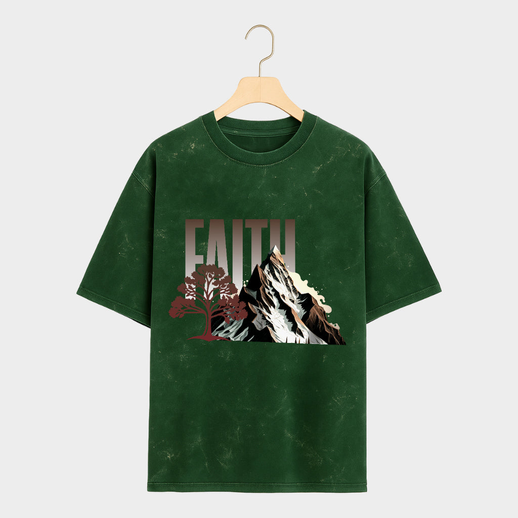 Front side of Stillcore Acid Wash Oversized T Shirt in Bottle-green color 