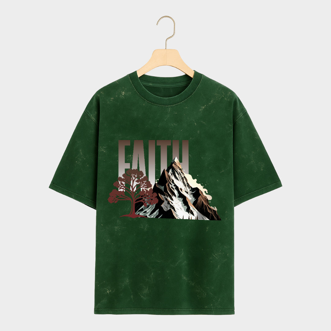 Front side of Stillcore Acid Wash Oversized T Shirt in Bottle-green color 