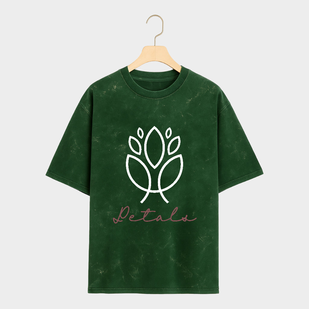 Front view of Dewleaf Acid Washed Oversized T Shirt in Bottle-green color