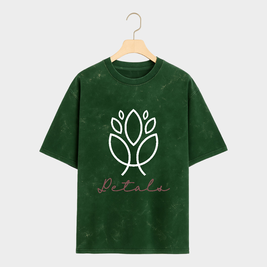 Front view of Dewleaf Acid Washed Oversized T Shirt in Bottle-green color