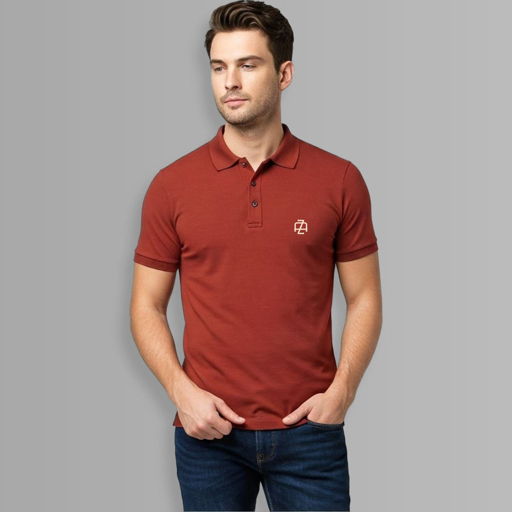 Signature Crest Polo t-shirt in Brick red Color