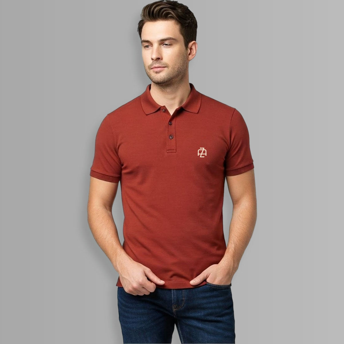 Signature Crest Polo t-shirt in Brick red Color