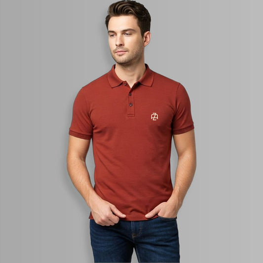 Signature Crest Polo t-shirt in Brick red Color