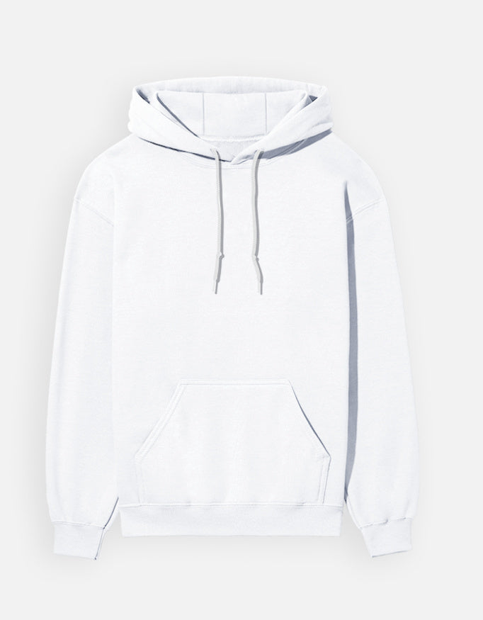 White hoodie on a light gray background