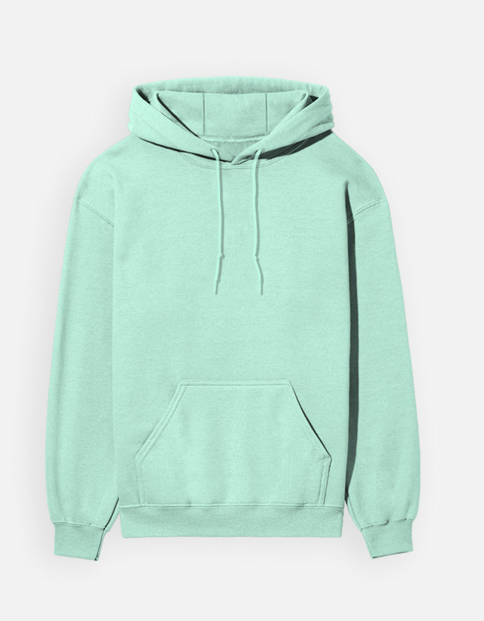Mint green hoodie on a light gray background