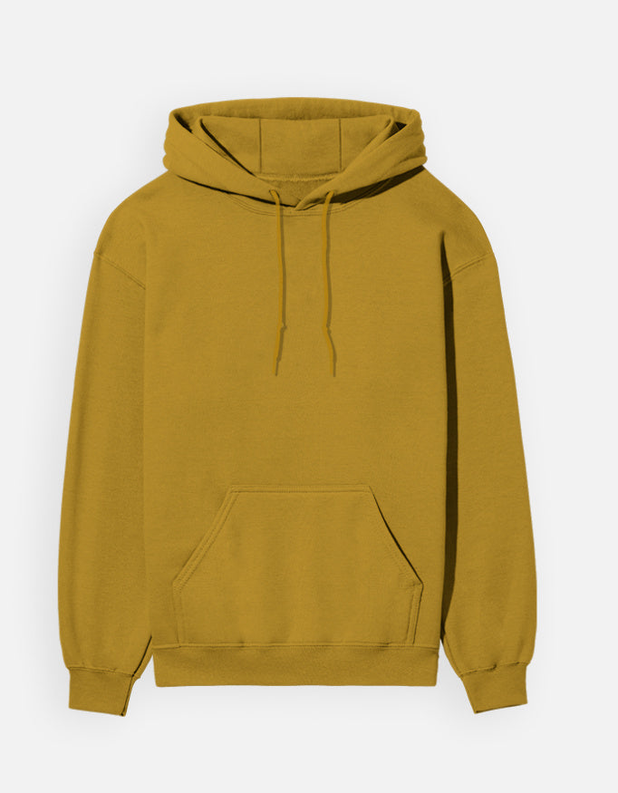 Mustard yellow hoodie on a white background