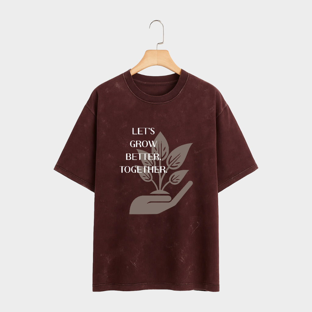 Maroon Rise-hold Acid Wash Oversized T Shirt