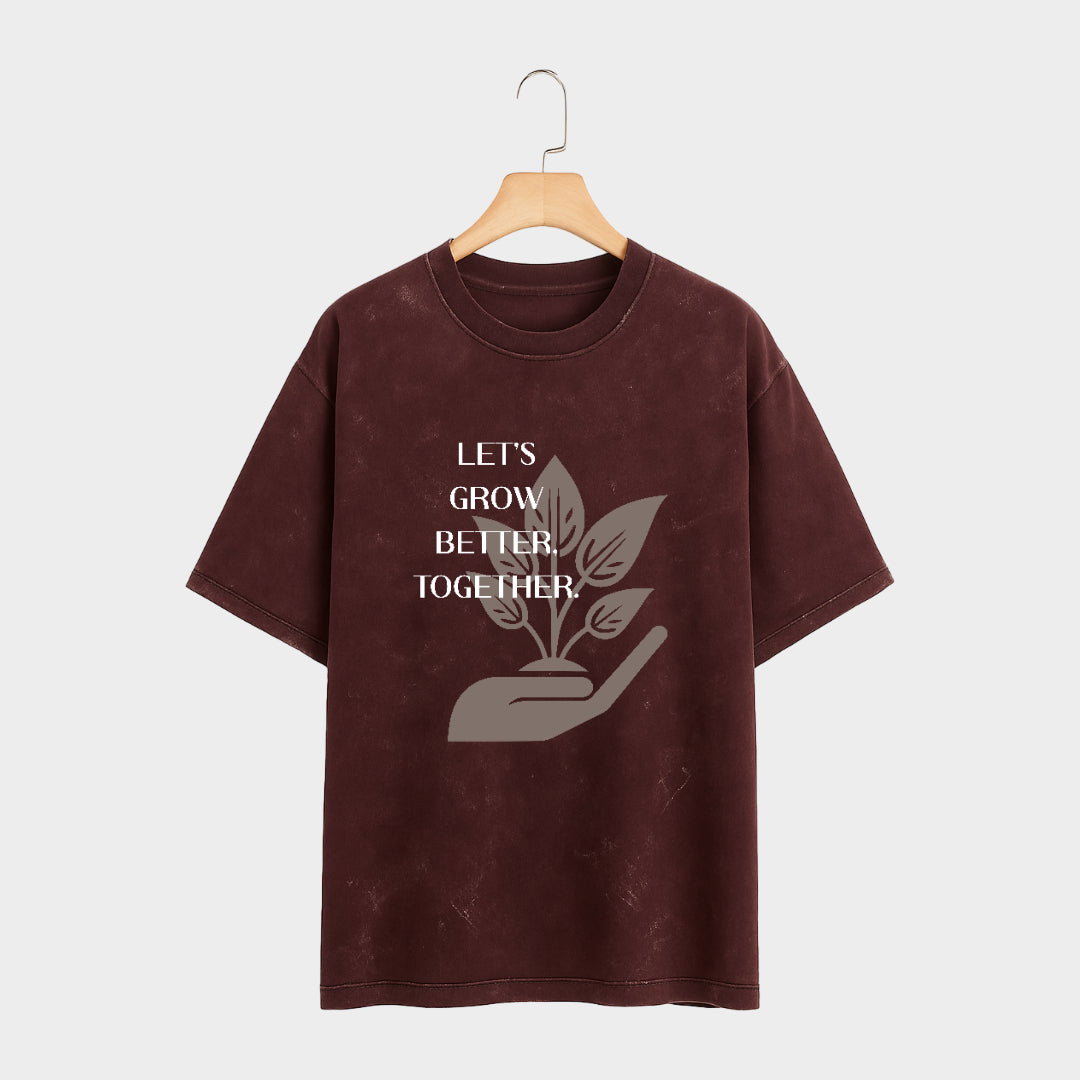 Maroon Rise-hold Acid Wash Oversized T Shirt
