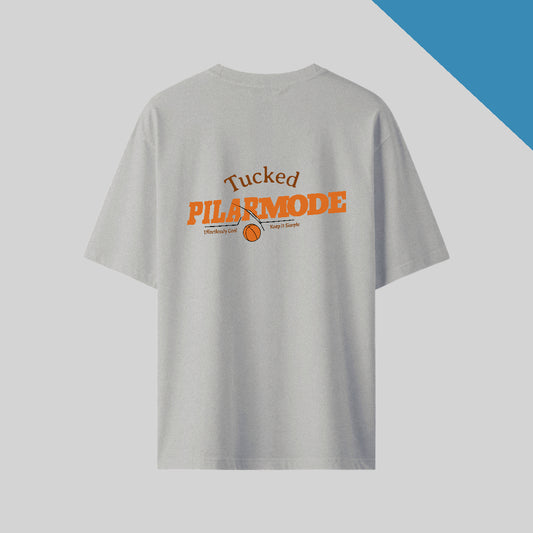 Urban Flow back print Oversized T-Shirt in Grey melange color