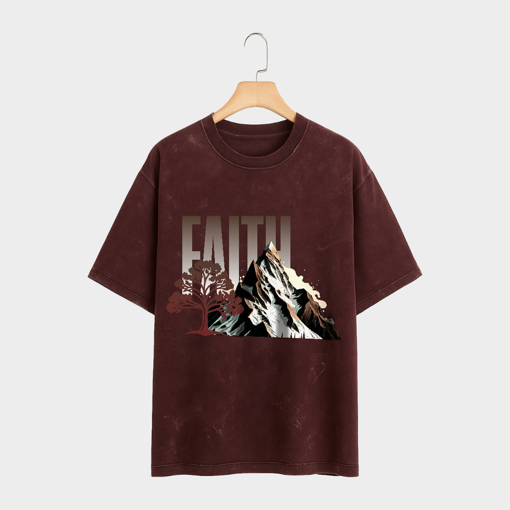 Front side of Stillcore Acid Wash Oversized T Shirt in Maroon color 