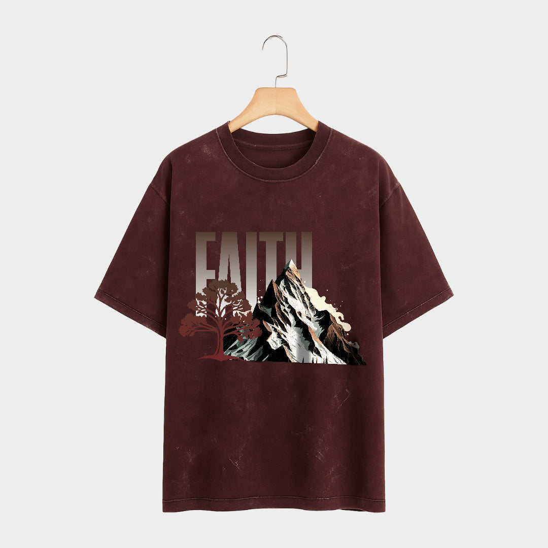 Front side of Stillcore Acid Wash Oversized T Shirt in Maroon color 
