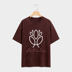 Front view of Dewleaf Acid Washed Oversized T Shirt in Maroon color