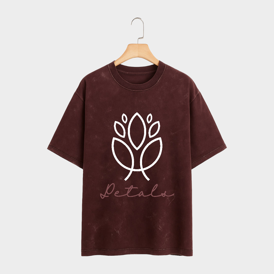 Front view of Dewleaf Acid Washed Oversized T Shirt in Maroon color
