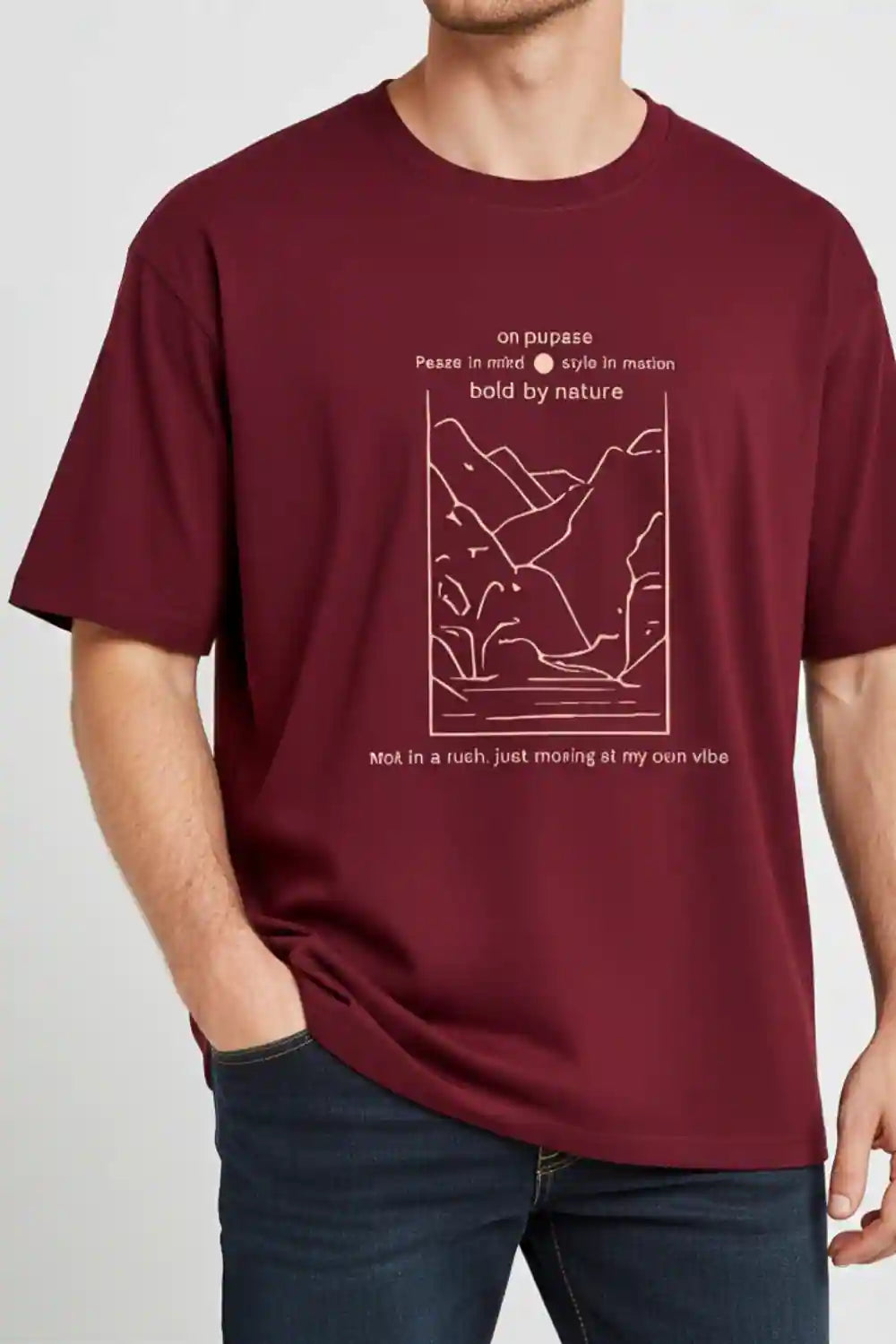 Maroon Deliberate Impact - Oversized T-Shirt