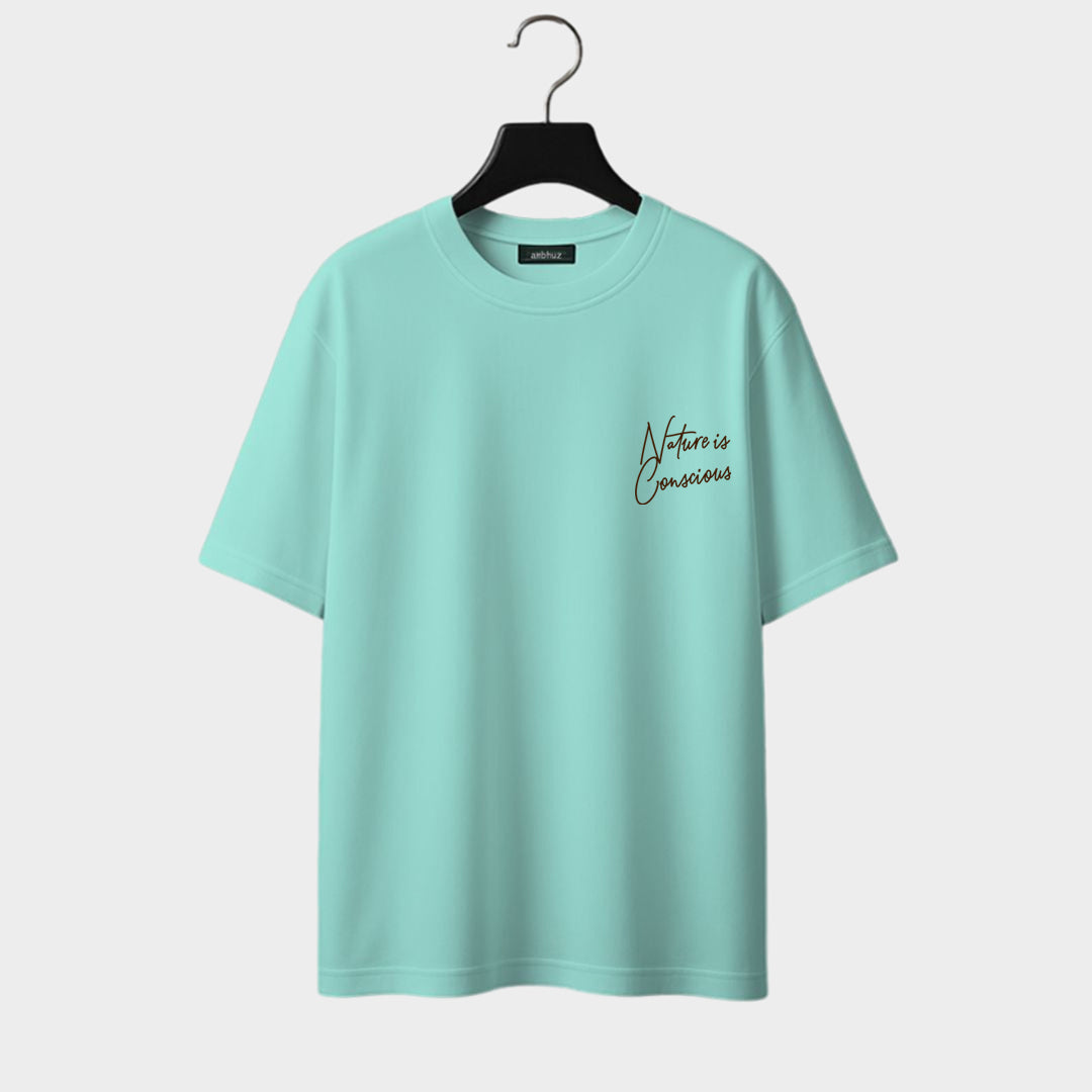 Front side of Eco-form classic Oversized T-Shirt in mint color