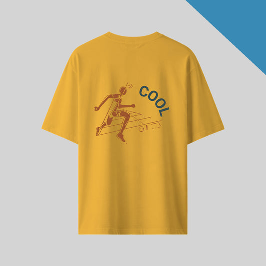 Air-Toned back print Oversized T-Shirt in Mustard Yellow color