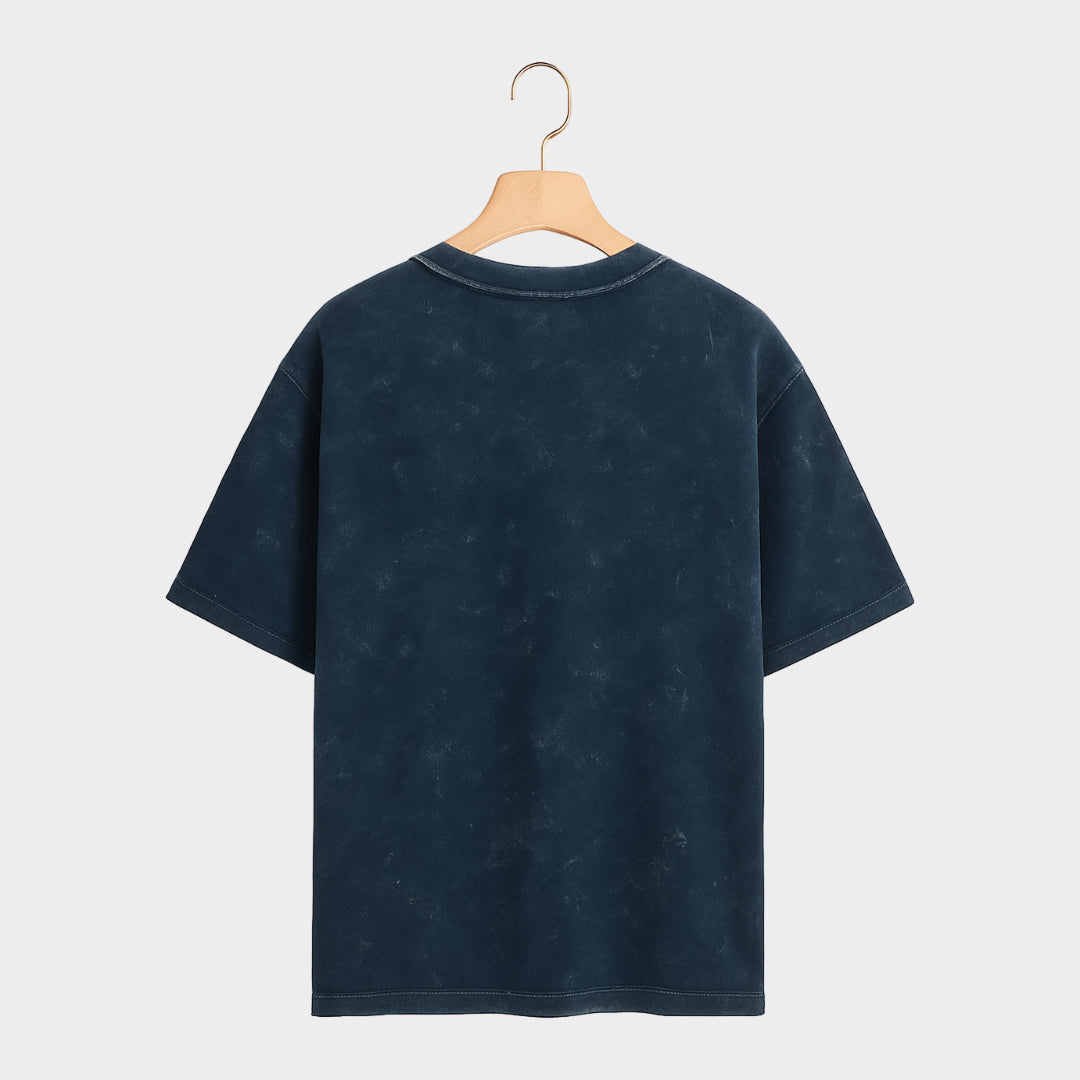 Blue tie-dye t-shirt on a white background