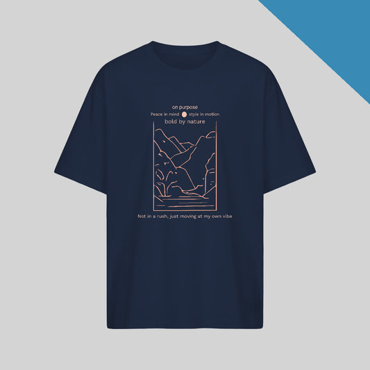 Deliberate Impact Oversized T-Shirt in Navy blue color