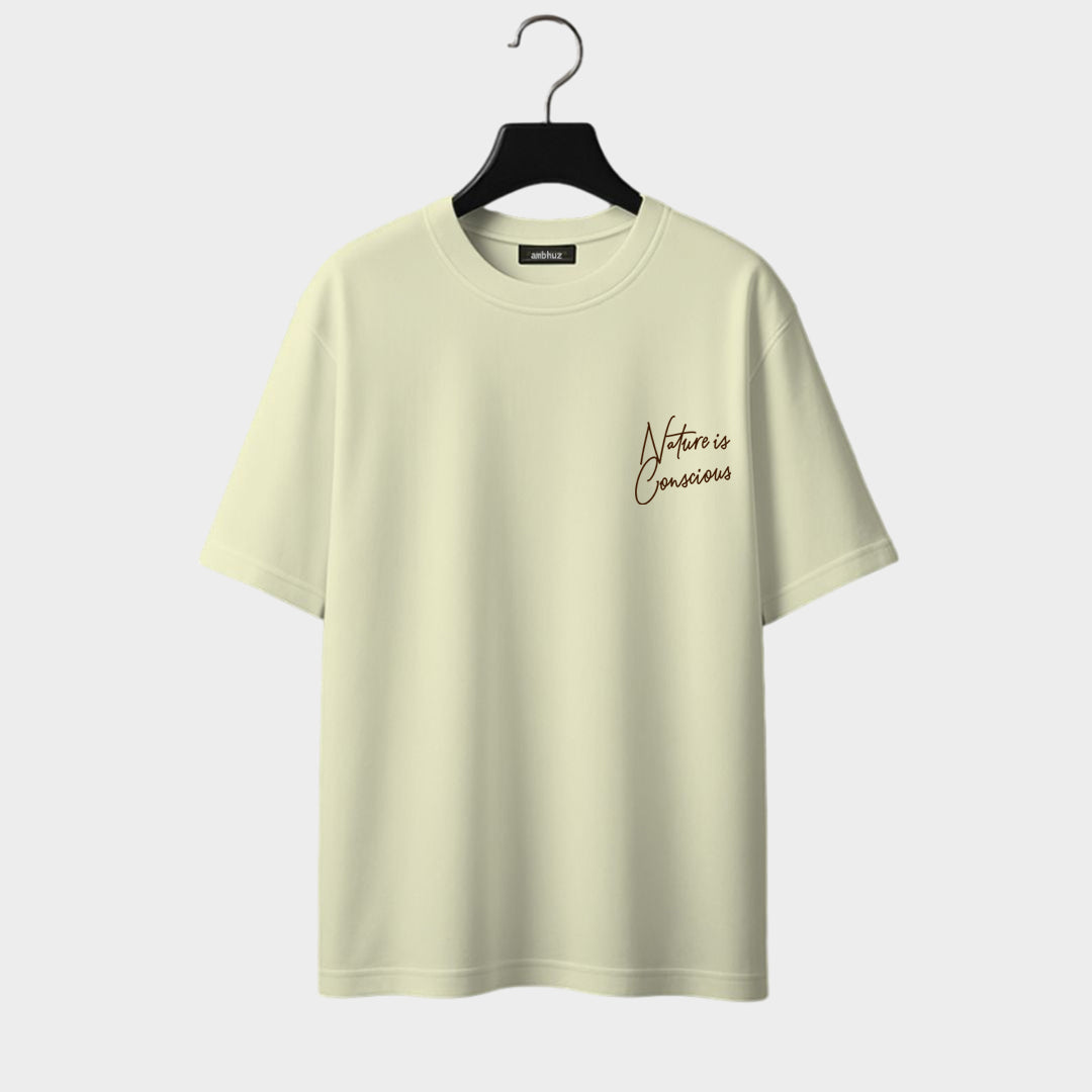 Front side of Eco-form classic Oversized T-Shirt in off-white color