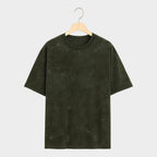 Green marble-patterned t-shirt on a white background