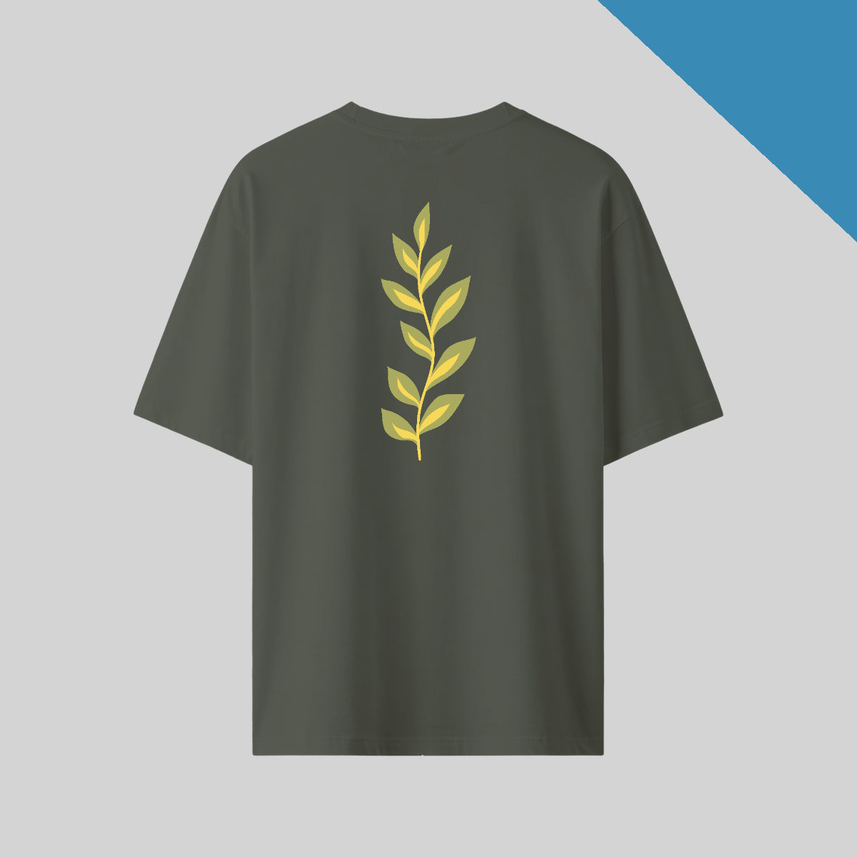 Olive-green Naturally Bold back Print - Oversized T-Shirt
