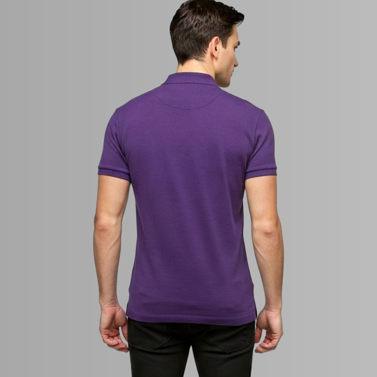 Signature Crest Polo t-shirt from back  in Purple Color 