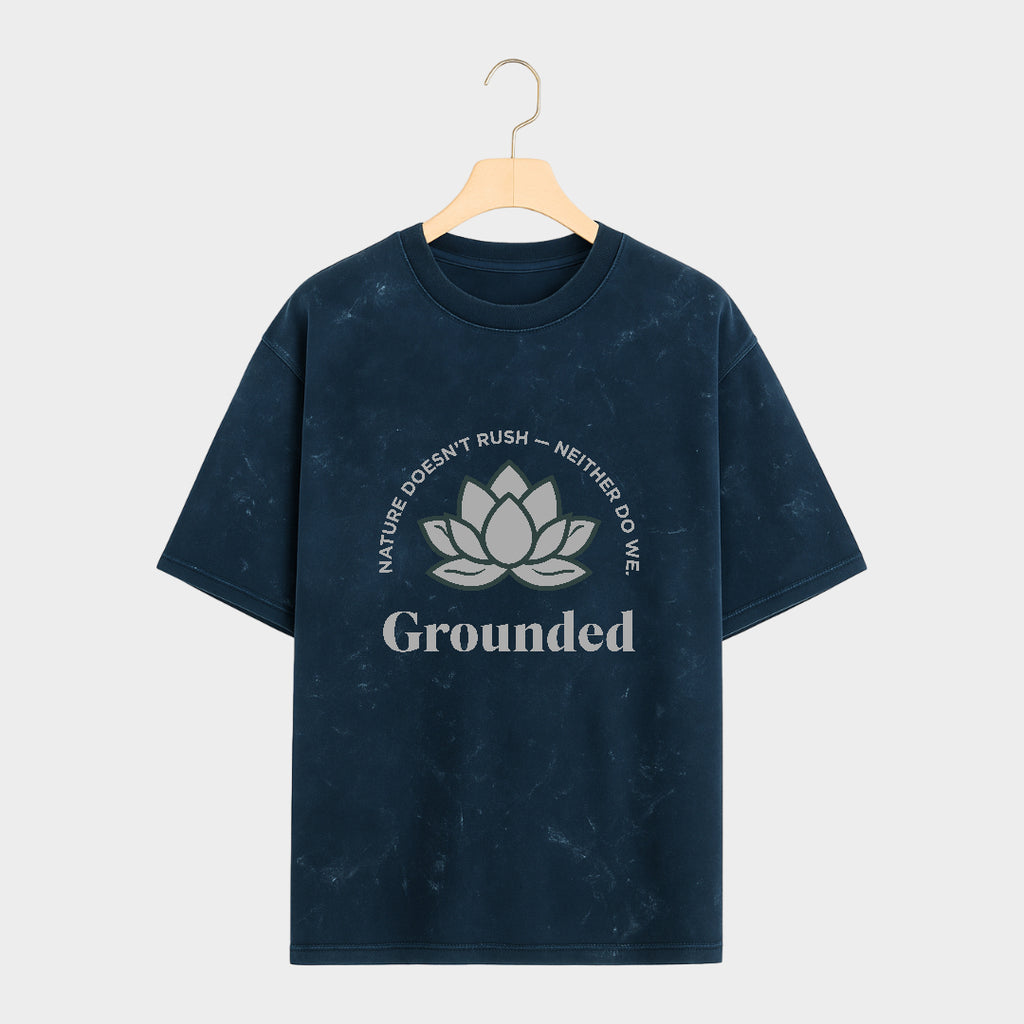 Navy Root-line Acid Wash Oversized T Shirt