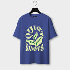 Front side of Rootveil Classic Oversized T-Shirt in Royal-blue color
